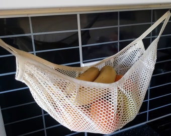 Fruit Mesh Bag 100% Organic Cotton Fruit Hammock Motorhomes Camping Kitchen Storage