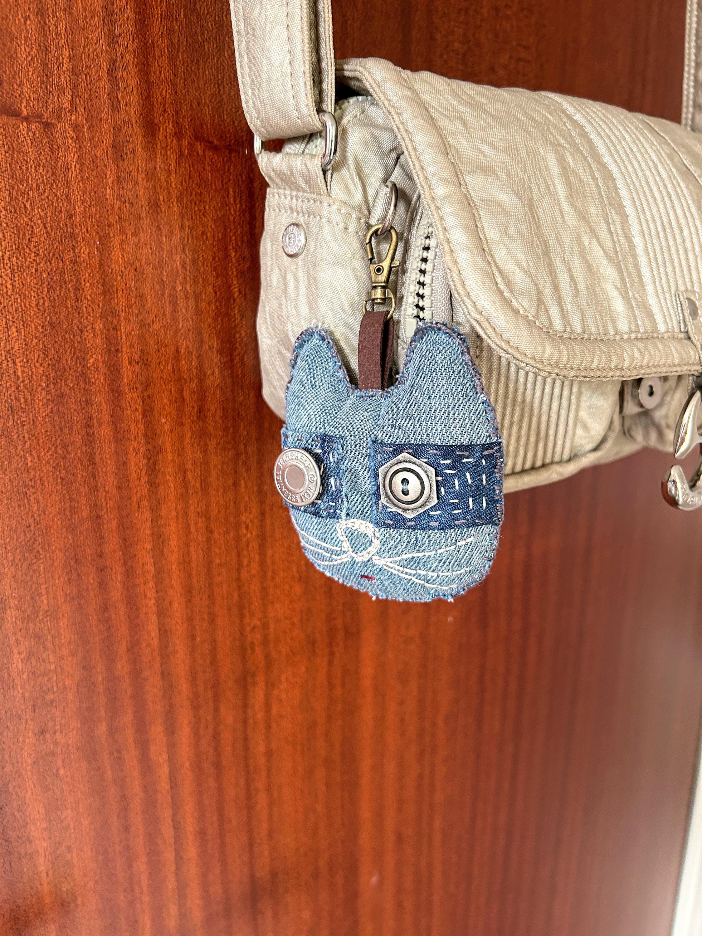 Upcycled Denim Cats Dogs Handbag Keyrings Bag Charm Keychain - Etsy