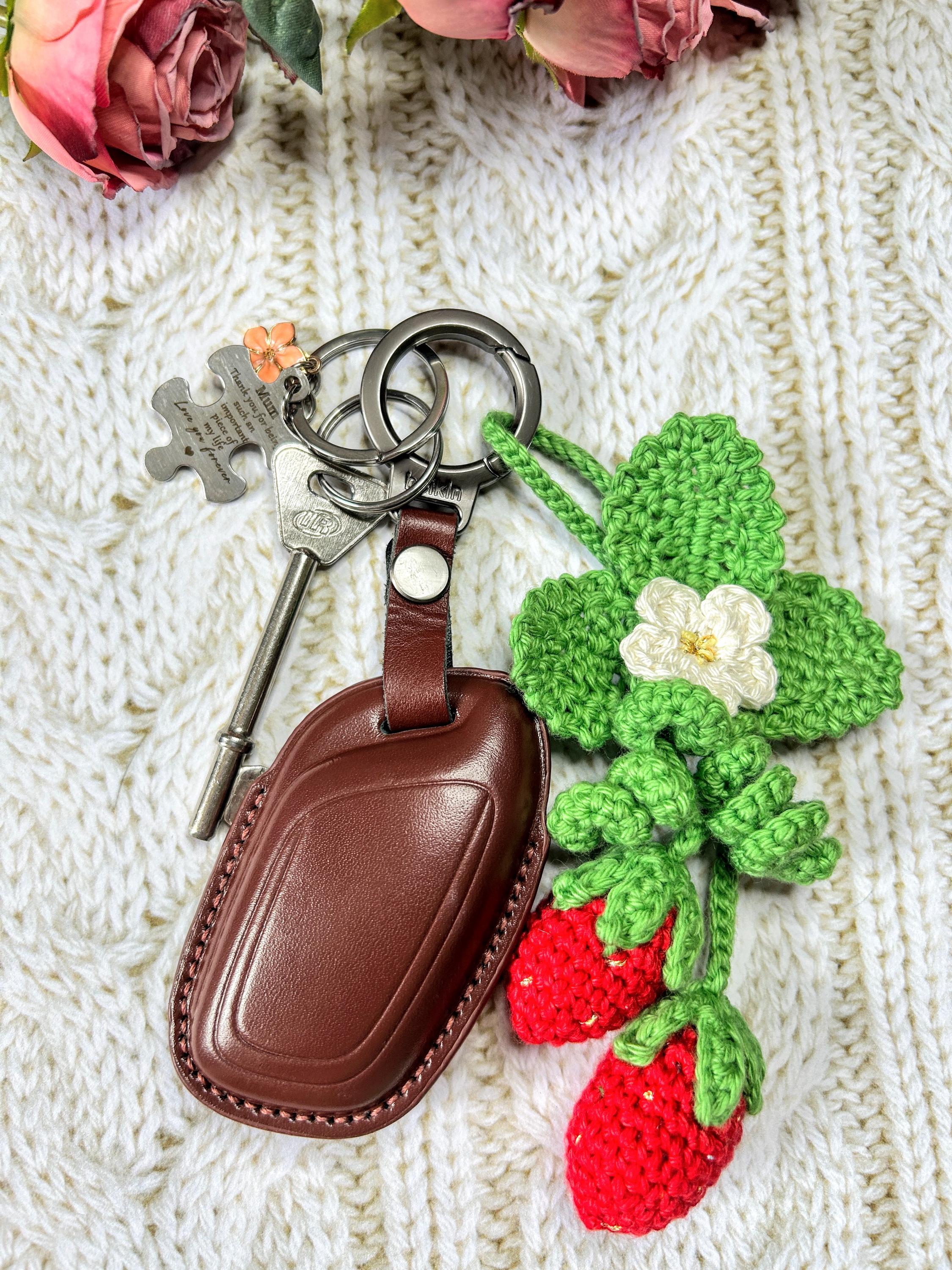 Crochet Strawberry Keyring Home Car Decor PDF Pattern Instant
