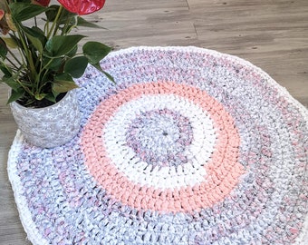 Cottage Style Crochet Rug Handmade Chunky Rug