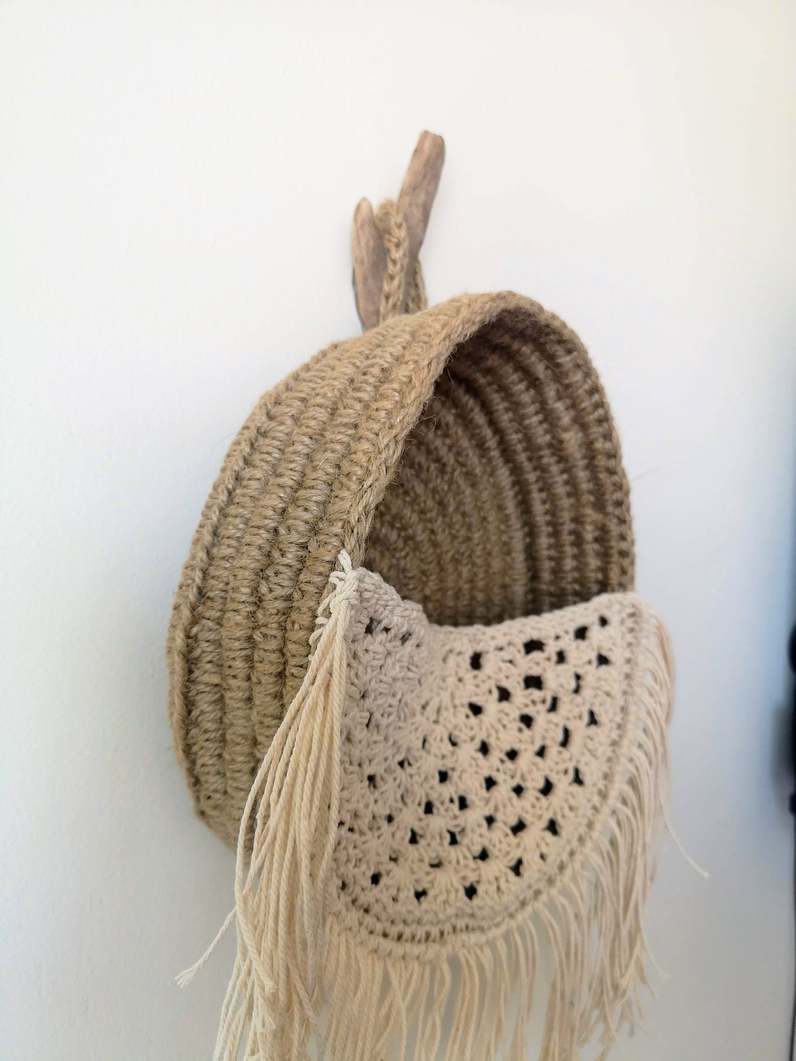 Hanging Storage Basket Jute Handmade Wall Decor Basket Etsy