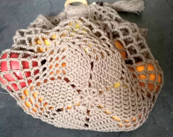 Crochet Fruit Mesh Bag 100% Cotton Fruit Storage Motorhomes Camping Kitchen