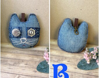 Upcycled Denim Cats Dogs Handbag Keyrings Bag Charm Keychain - Etsy