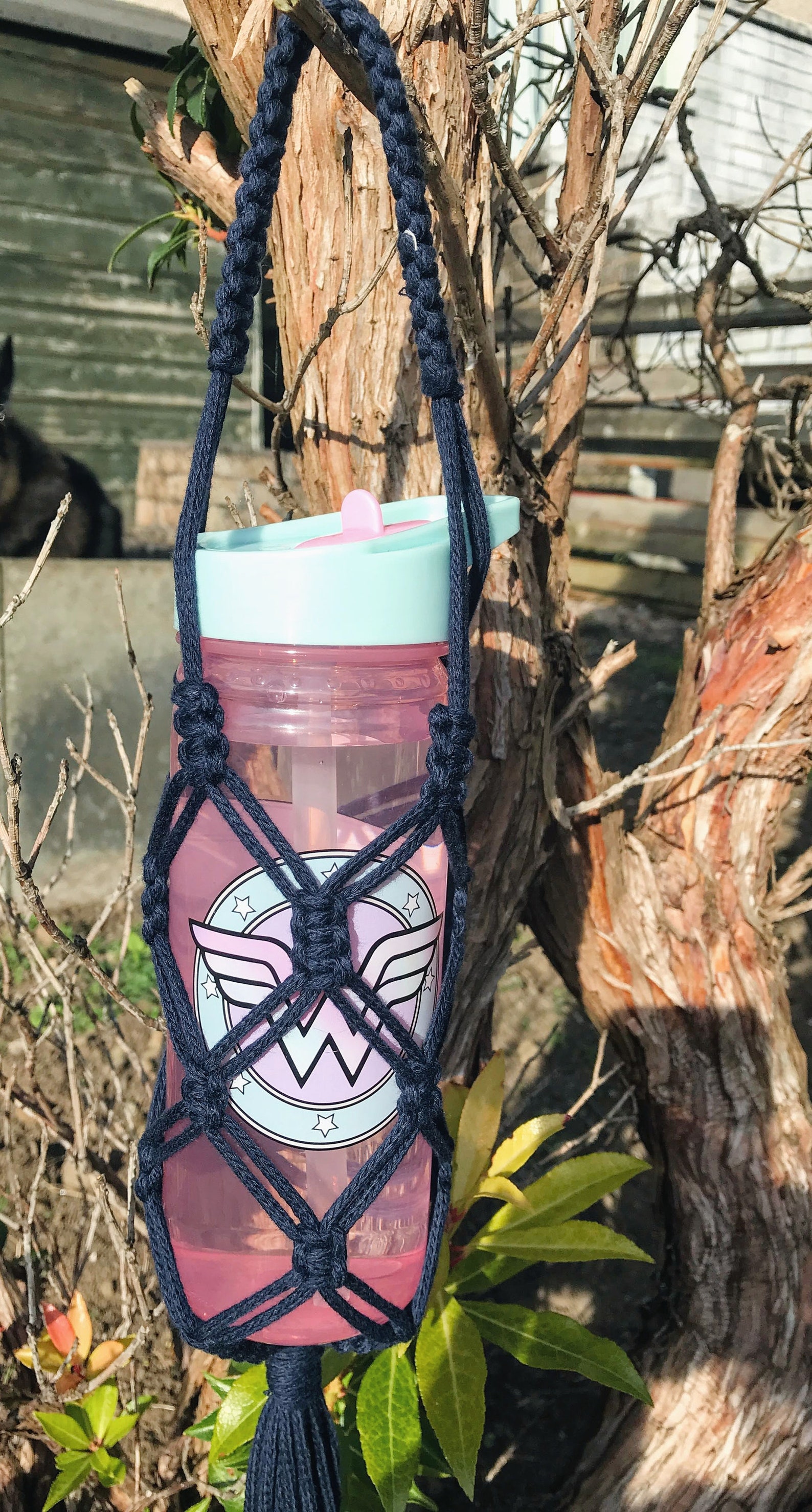 EcoFriendly Macrame Water Bottle Holder 100 Cotton Bottle Etsy