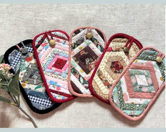 Handmade Patchwork Eyeglasses Case, Padded Fabric Reading Glasses Pouch