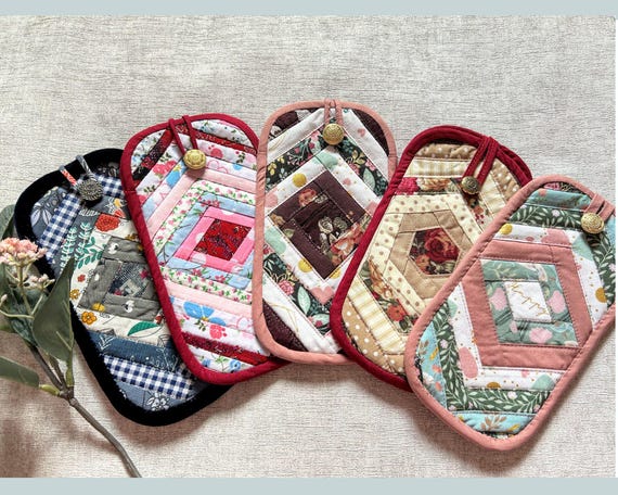 Eyeglasses case fabric patchwork glasses case handmade padded case reading  glasses case