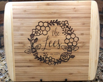 Laser Engraved Custom Designs Wood Cutting Board Mother's Day Charcuterie