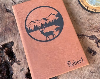 Leather Journal, Outdoor Theme, Custom Engraved, Nature, Hunting, Camping, Hiking, Mountains, Cabin, Fishing, National Parks, RV, Sportsman