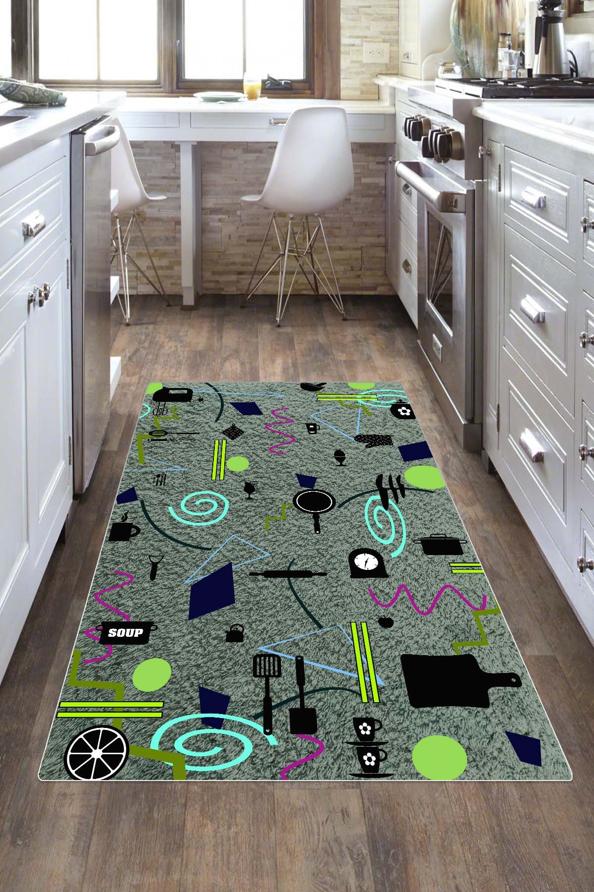 Kitchen Dark Green Carpet Rug Turkish Kilim Floor NonSlip Etsy