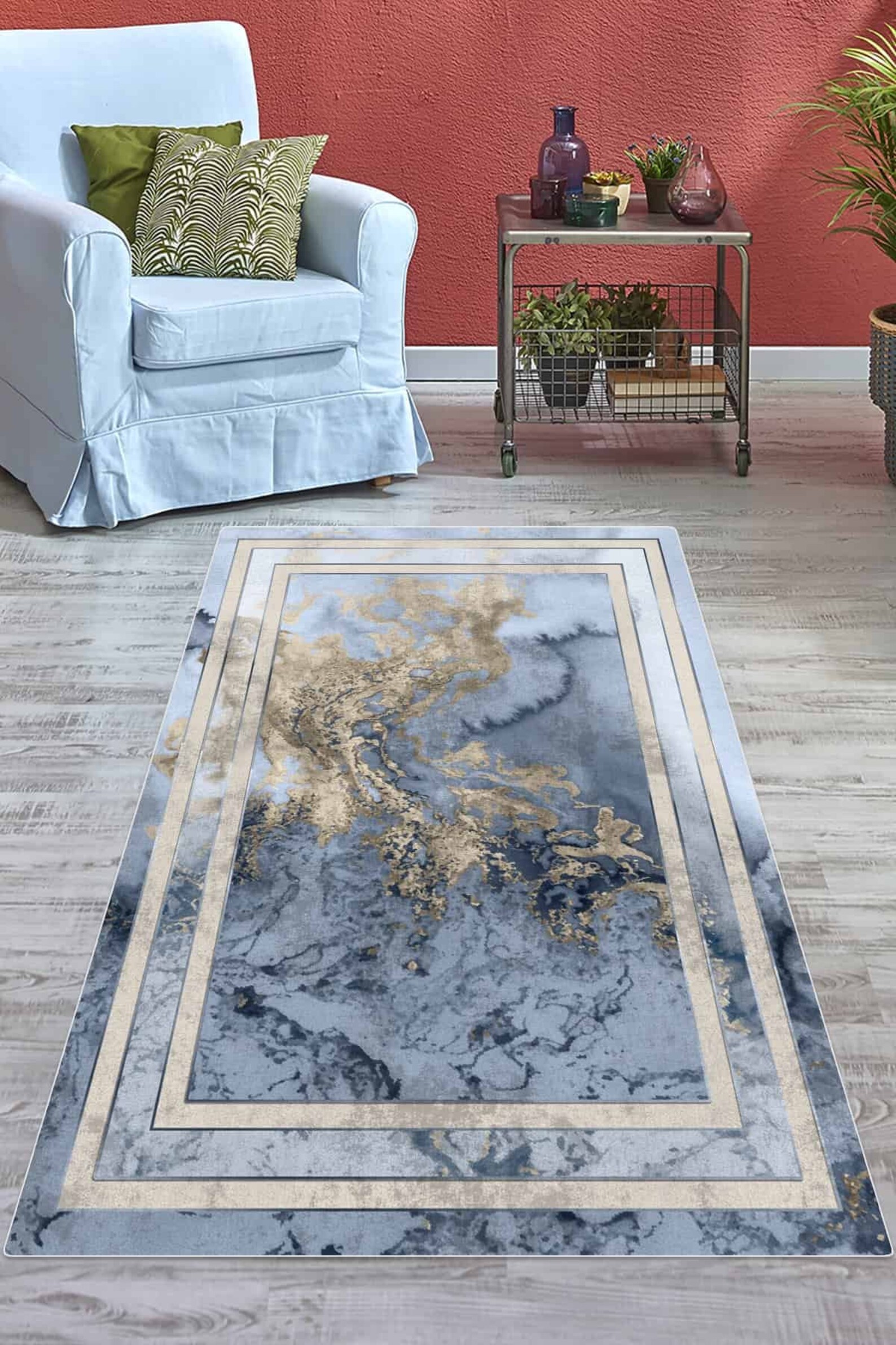 Gold Gray Marble Living Room Carpet Rug Turkish Home Kilim Etsy