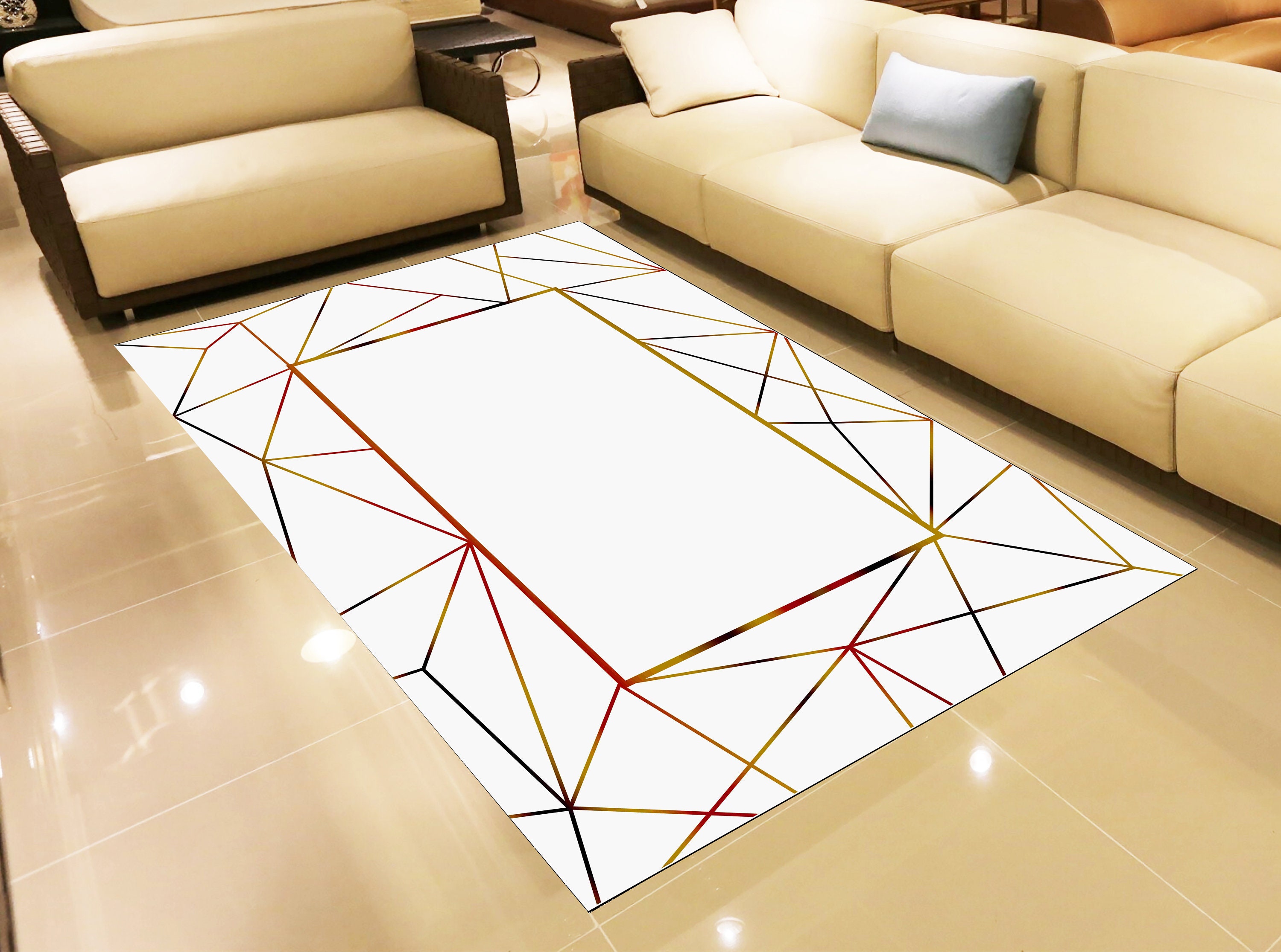 Moderner weiß gold schwarz gestreifter Bereich Teppich Weicher | Etsy