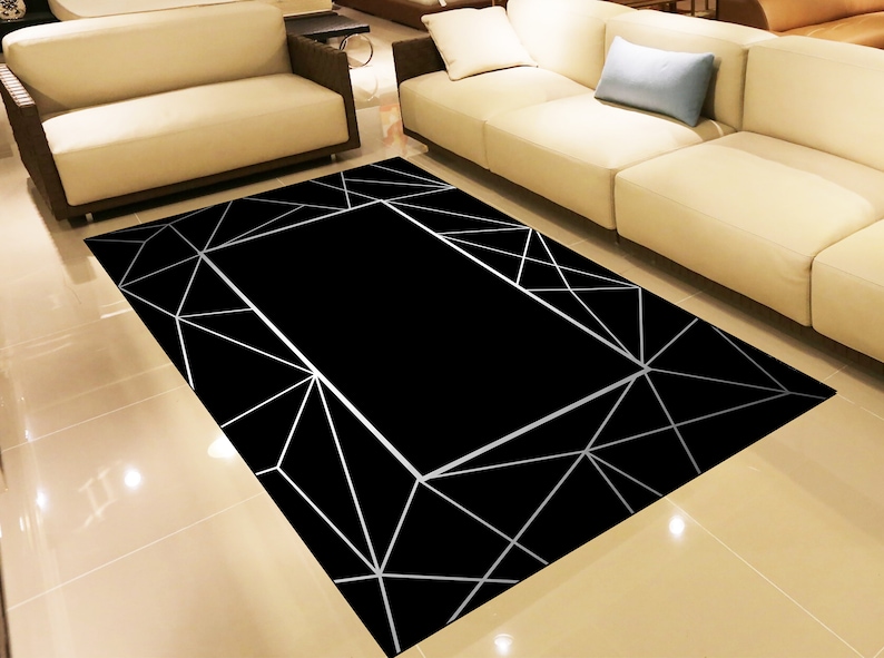 Marble Black & White Color Area Rug Soft Floor NonSlip Home Etsy
