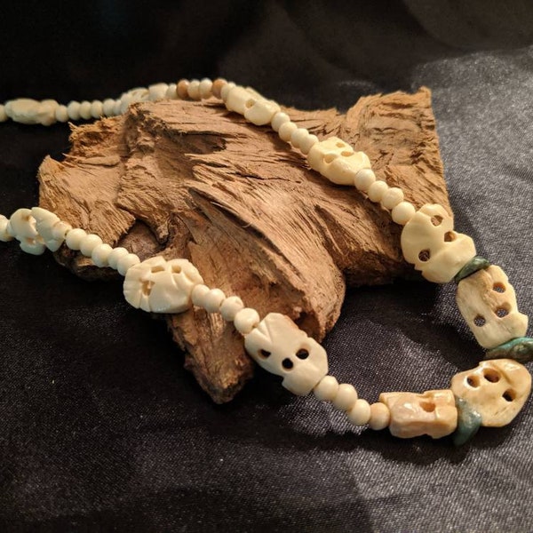 Vintage Bone bead and Turquoise necklace