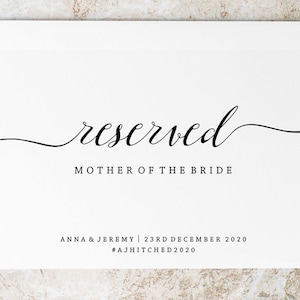 Reserved Wedding Ceremony Seating Sign, Reserved Chair Sign, Wedding Ceremony Reserved Seat Sign, CUSTOM WEDDING SIGN, Instant Download