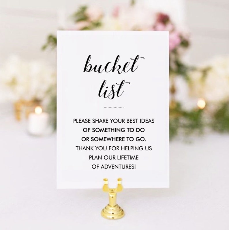 Wedding Bucket List Sign, Bucket List Wedding, Bucket List Guest Book