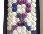 Custom shadow box, Awareness Ribbon, 39 color variations of Paper Flowers, mix match, gifts, Awareness Roses, Wall Art, Wall Decor