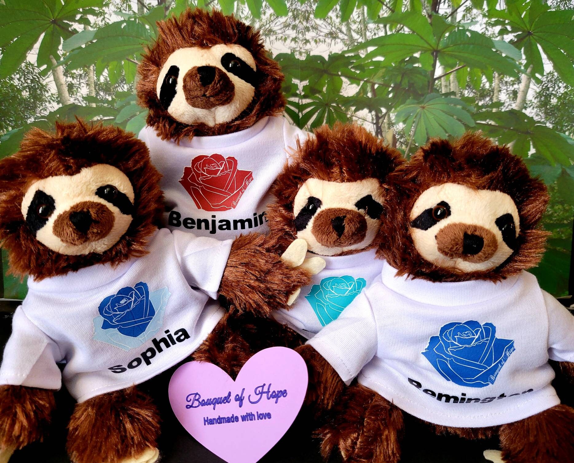 Stuffed animal sloth with personalized t-shirt Awareness | Etsy