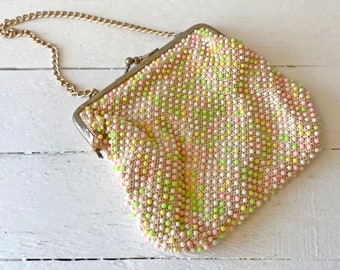 Vintage Colorful Hand Beaded Clutch // Vintage Fun Clutch, Perfect for Evening or Wedding, Vintage Accessory // Perfect Gift