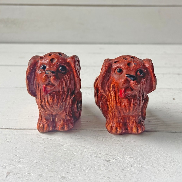 Vintage Cocker Spaniel Salt And Pepper Shakers // Kitschy, Rustic, Farmhouse, Retro Terrier Salt And Pepper Shakes, Dog Collector // Gift