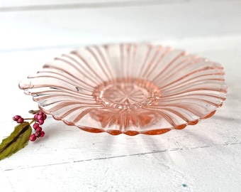 Vintage Pink Depression Glass, Anchor Hocking, Tow Handled, Footed Bowl, Dish | Pink Centerpiece Decoration, Fruit Bowl, Catch All // Gift