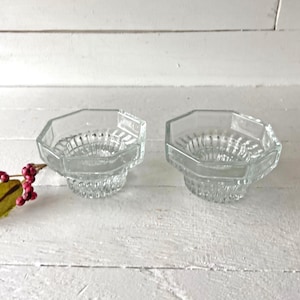 Vintage, Set of 2, Elegance Crystal Candlesticks Flower Block Blossom // Antique Candlestick Holders, Romantic Dinner, Dinner Table Set image 1