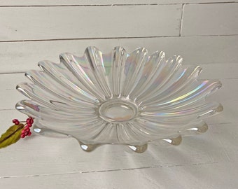 Vintage 1950's Fostoria Carnival Glass Bowl // Iridescent Bowl, Boho Kitchen table Centerpiece // Housewarming Gift