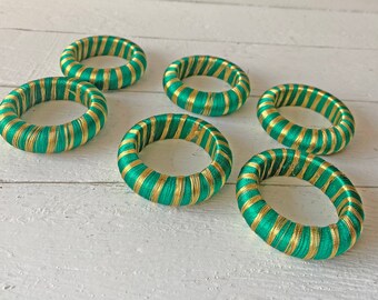 4 Vintage Classic Cottage Cabin Chic Blue Solid WOOD NAPKIN RINGS Wooden Storage Container Box Handpainted Wonderful Condition