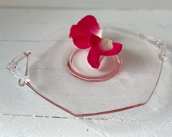 Vintage Small Delicate Pink Tray // Pink Glass Candy Dish, Pedestal Dish, Catch All // Perfect Gift