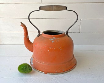 Vintage Orange Teapot // Handcrafted Teapot // Farmhouse, Rustic Decor Teapot // Perfect Gift