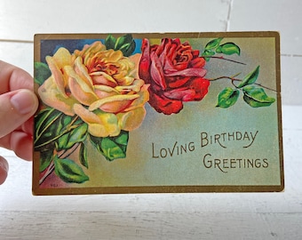 Vintage 1900's Victorian Loving Birthday Greeting Postcard // Postcard Collector // Perfect Gift Active Restock requests: 0