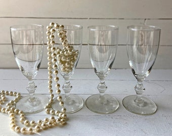 Vintage Glass Bamboo Knob Set of 4 Wine & Champagne Glasses // Fancy Barware, Crystal Barware, Housewarming Gift // SOLD INDIVIDUALLY