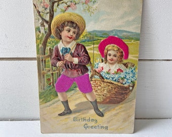 Vintage 1900's German Fashion Advertising Postcard // Felt Postcard, Postcard Collector // Perfect Gift