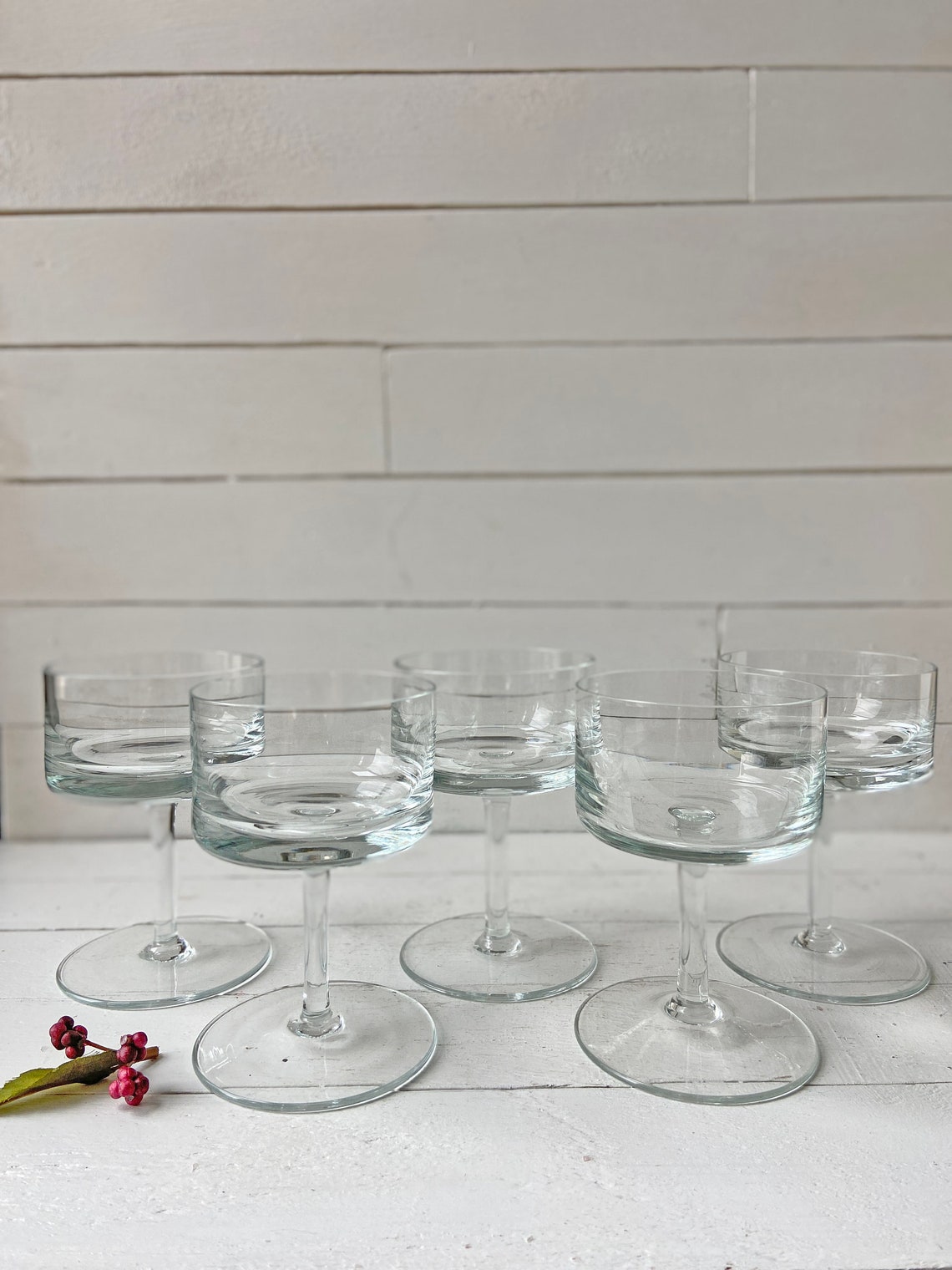 Vintage Clear Dessert Flat Bottom Stemmed Glasses Clear Etsy