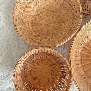 Vintage Set of 7 Wall Basket Large,Wall Coverings // Boho, Shabby Chic, Rustic Basket, Collage, Rattan Wall Baskets // Rustic Wall Baskets image 2