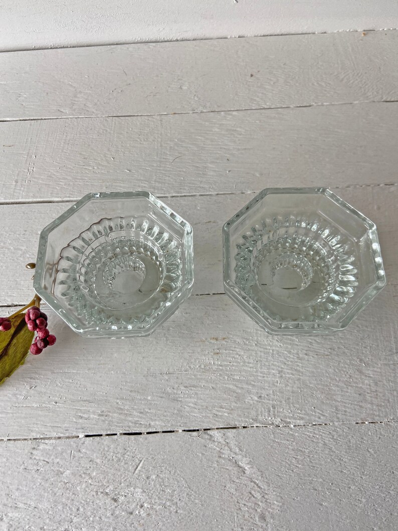 Vintage, Set of 2, Elegance Crystal Candlesticks Flower Block Blossom // Antique Candlestick Holders, Romantic Dinner, Dinner Table Set image 3