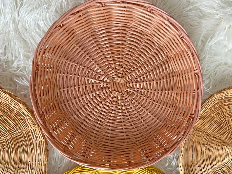 Vintage Set of 3 Wall Basket Medium Large Wall Coverings // Boho, Shabby Chic, Rustic Basket, Collage, Rattan Wall Baskets image 3