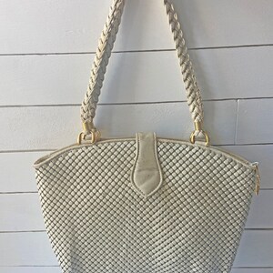 Vintage White Metal Mesh Bag With Braided Handle Gold Accents - Etsy