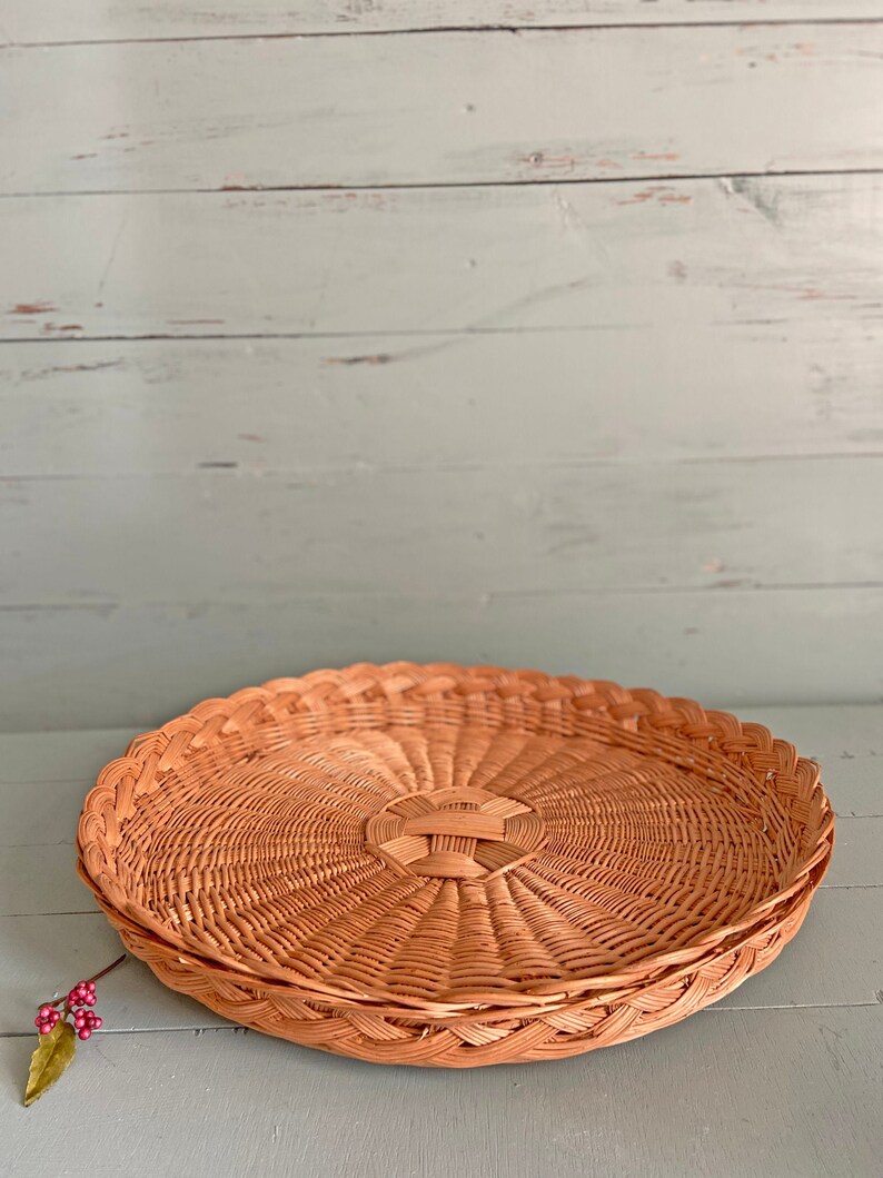 Vintage Extra Large Basket, Wall Coverings, Coffee Table Tray Boho, Shabby Chic, Rustic Baskets, Collage, Rattan Wall Baskets, Statement image 1