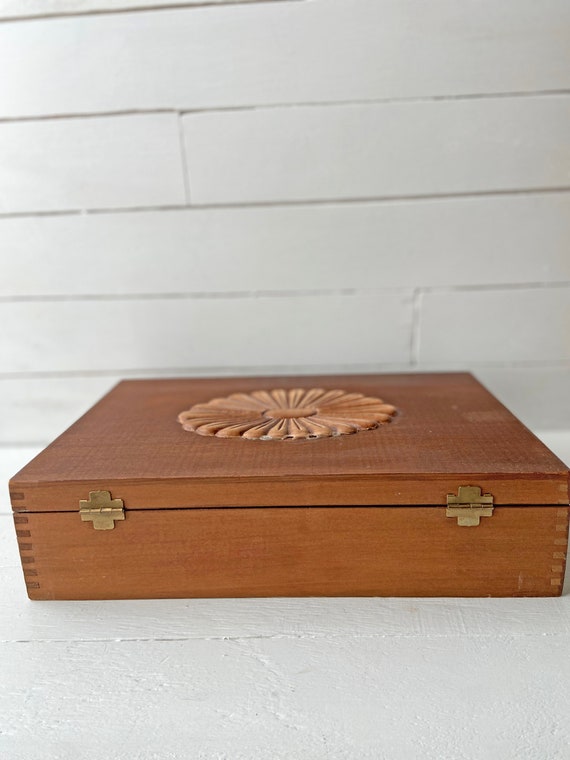 Vintage Floral Wood Box // Wood Jewelry Chest // … - image 5