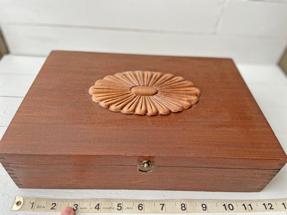 Vintage Floral Wood Box // Wood Jewelry Chest // … - image 8