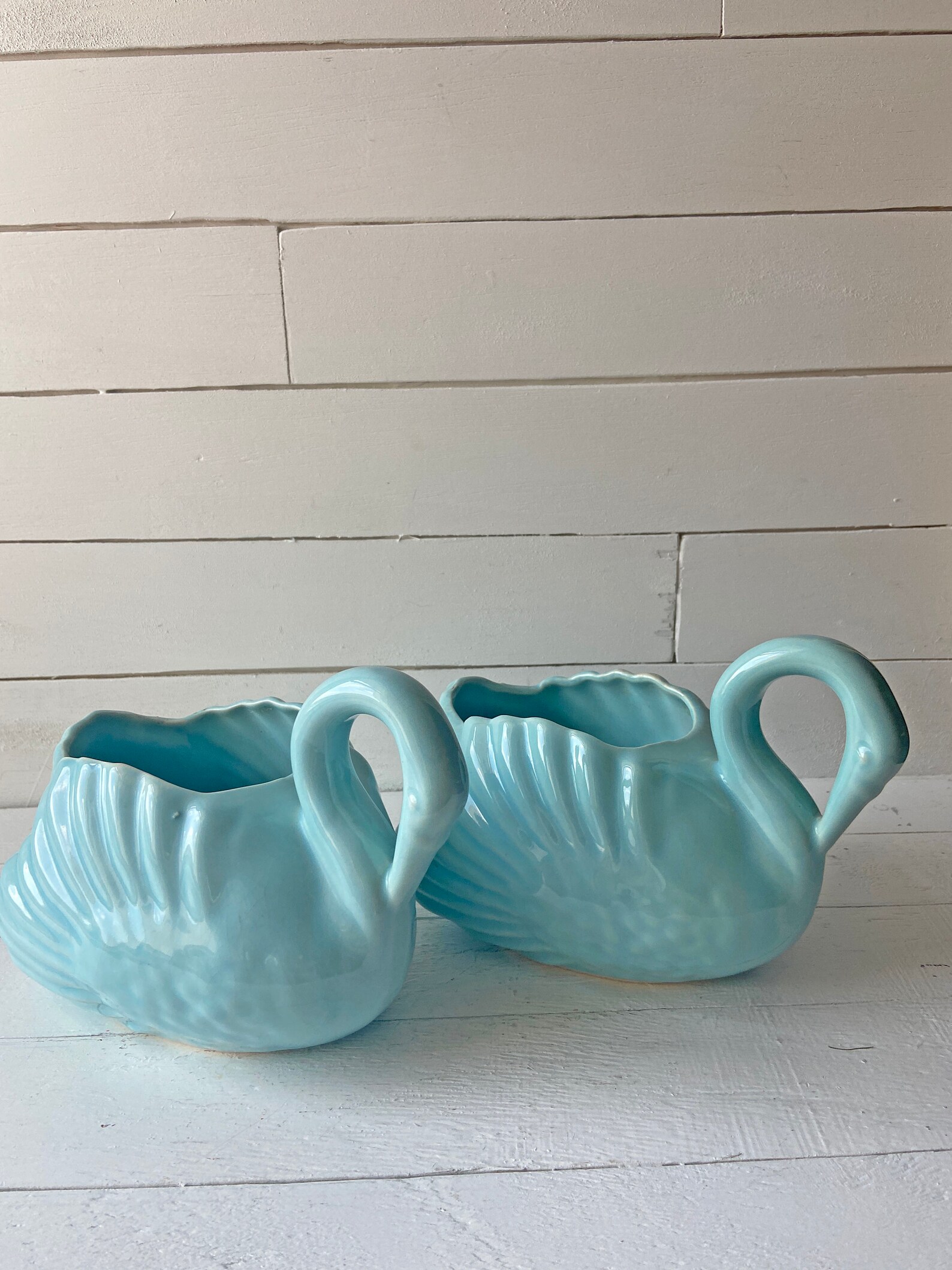 Vintage Midcentury Blue Swan Planters Vases Set of 2 // Etsy UK