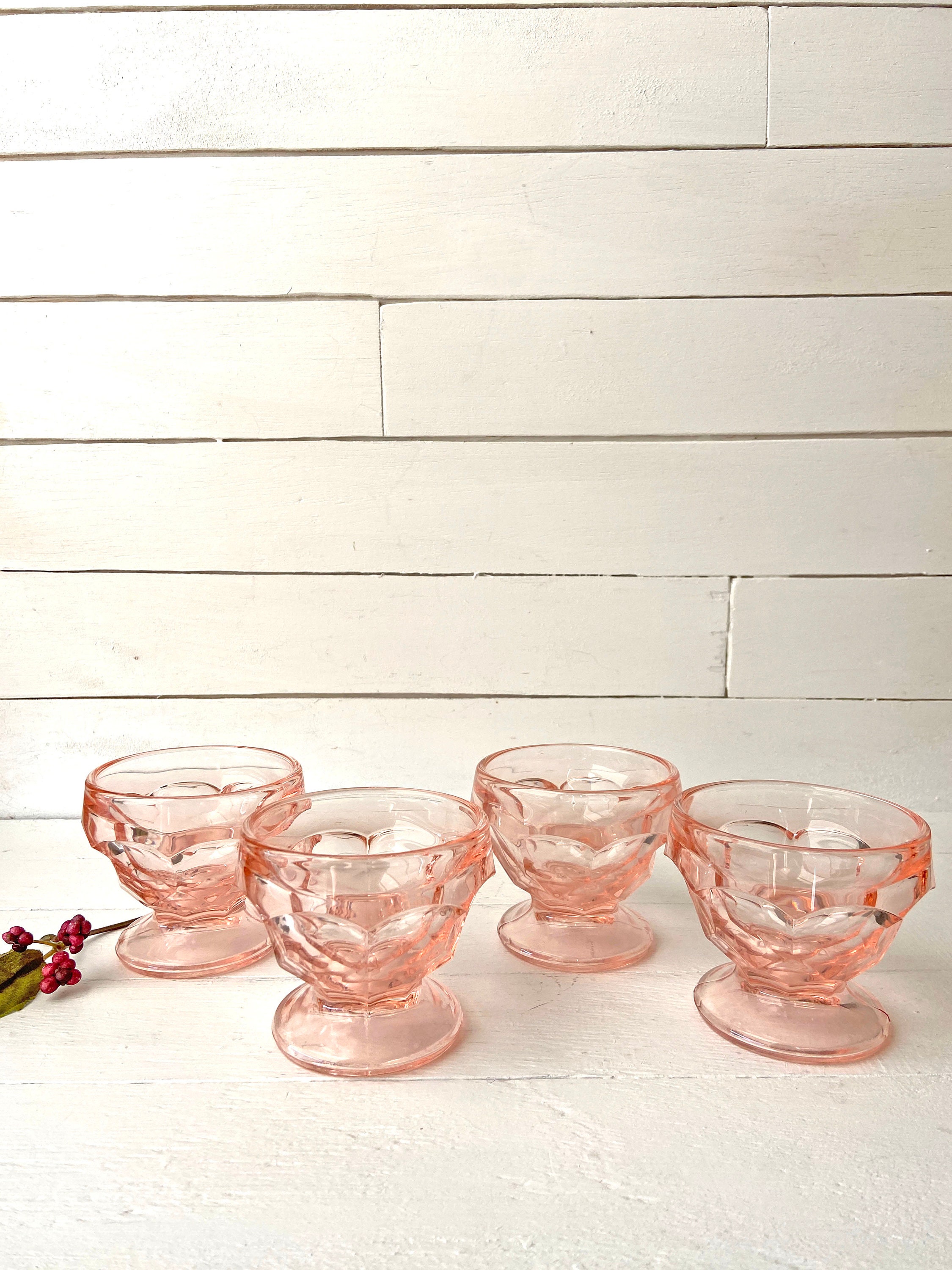 Vintage Pink Depression Glass Dessert Cups Sorbet Glasses Etsy