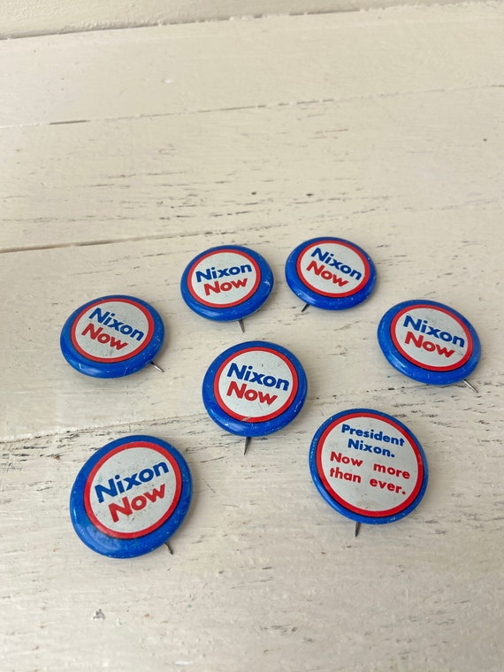 Vintage Nixon Now Presidential Campaign Pins, Set 