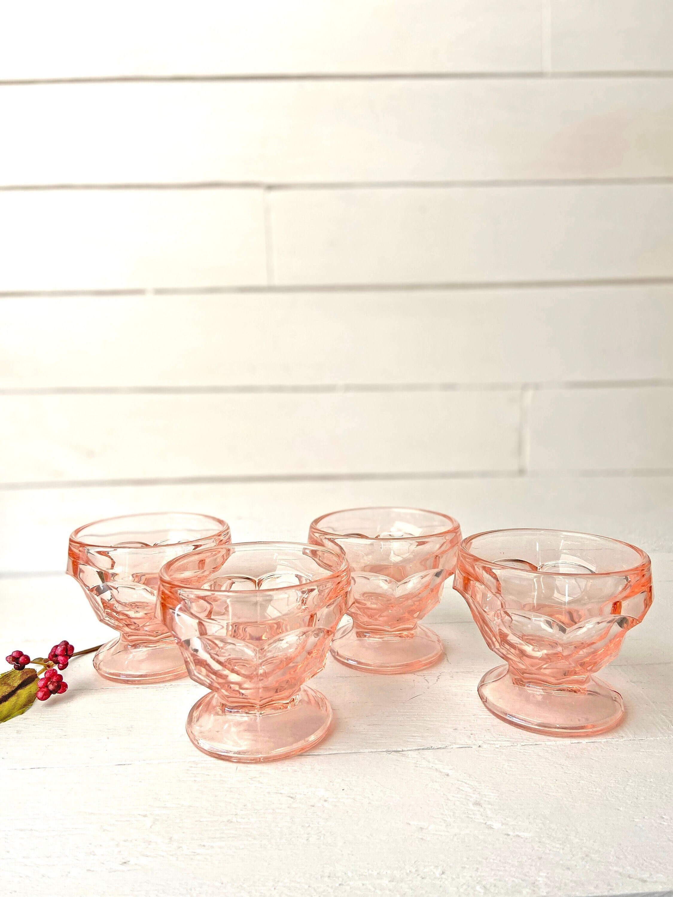 Vintage Pink Depression Glass Dessert Cups Sorbet Glasses Etsy