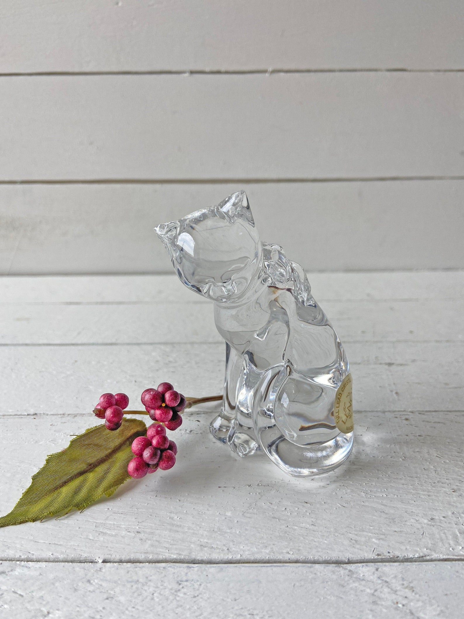 Vintage Lenox Full Lead Crystal Cat with Bow Tie Cat Etsy