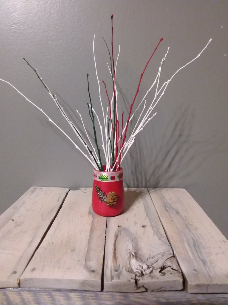 Christmas Birch Twigs and Mini Vase/25 Hand Painted Birch Etsy