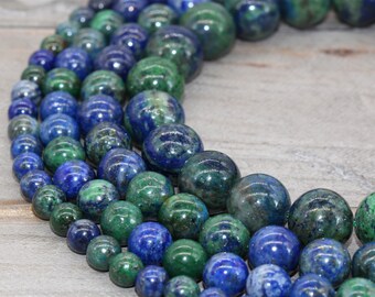 approximately 40 beads 15-16 strand Azurite malachite 10mm round beads