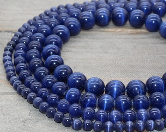 10mm 1V-16 15 Blue Glass Beads with Dark Blue Veins