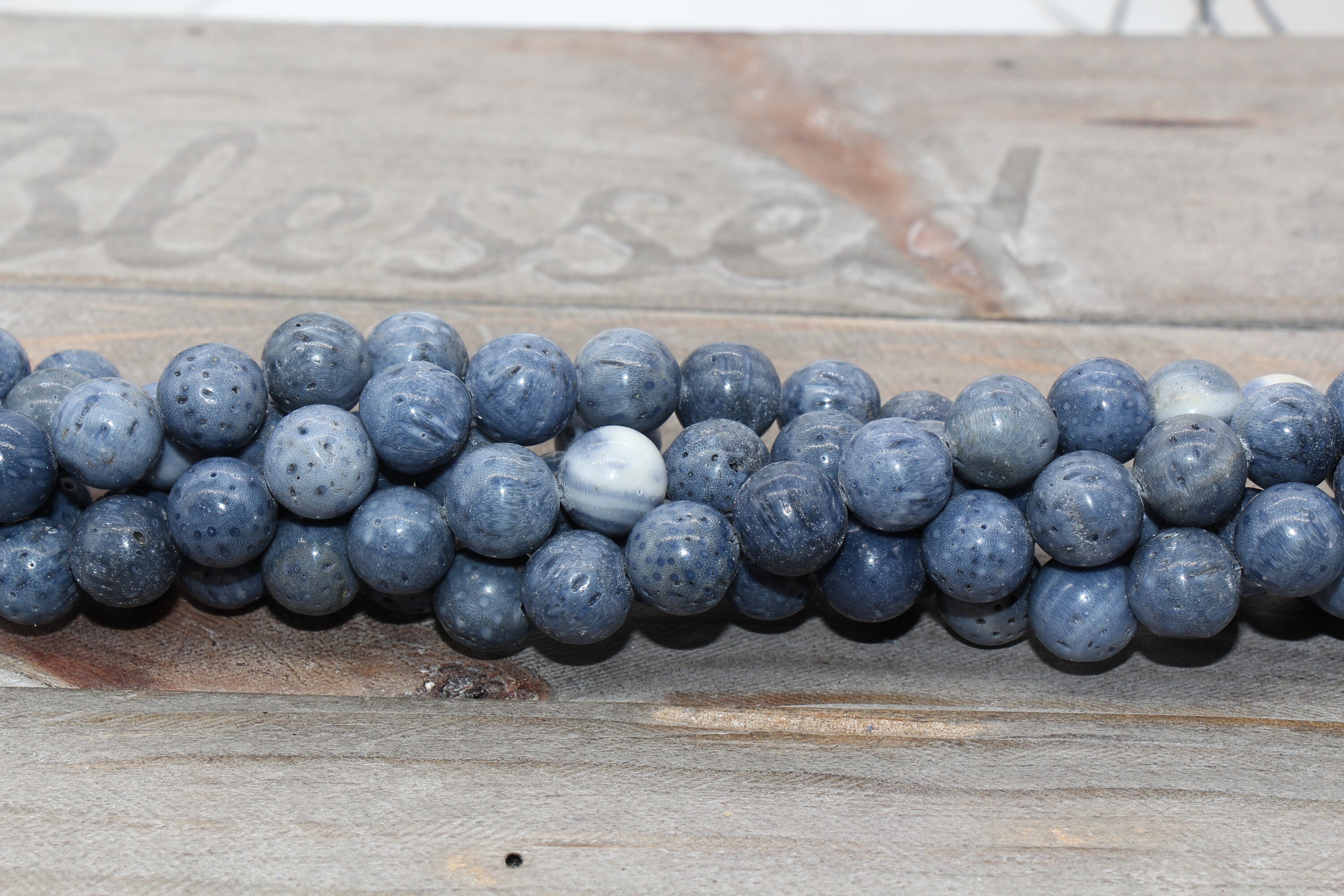 Natural Blue Coral Beads Blue Beads Round Smooth Etsy