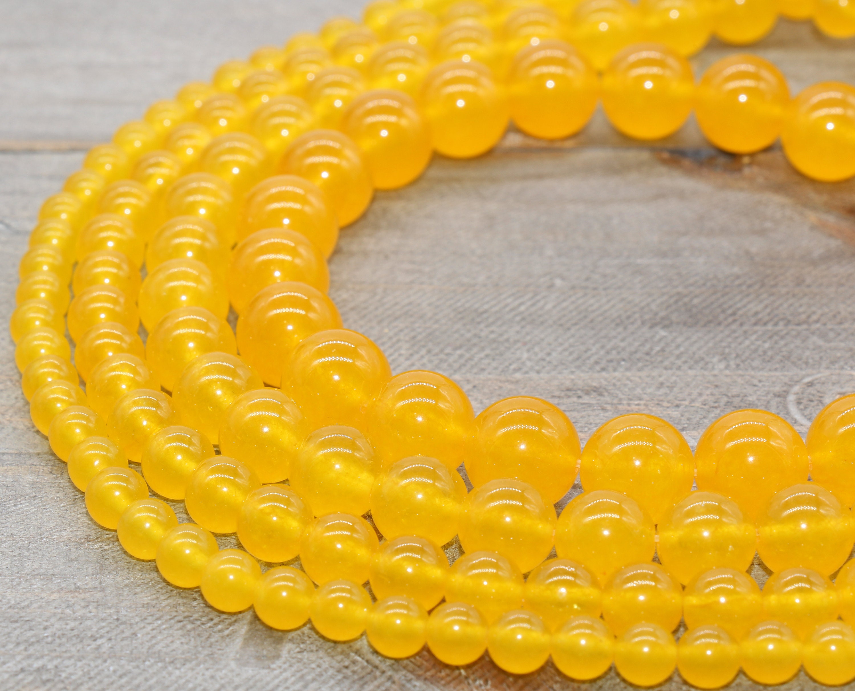 Natural Yellow Jade Beads  Round High Polish Finish– Tejas Beads